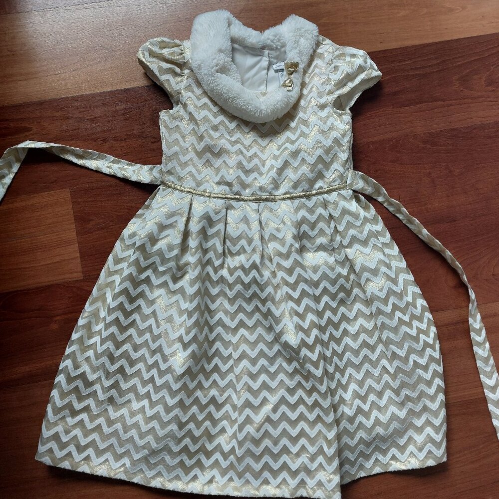 Holiday Taffeta and Gold Brocade Girls dress 10